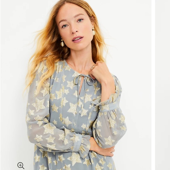 LOFT Shimmer Star Tiered Dress - Picture 6 of 7